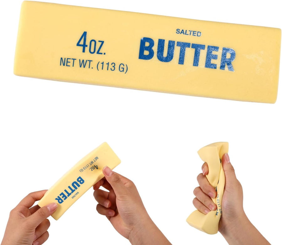 Butter Squeeze Squishy Toy, PU Material Butter Stick Slow Rising Squeeze Food Fidget Toy for Office School (Light Yellow) Y0
